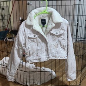 Cream colored cropped Teddy Jacket
